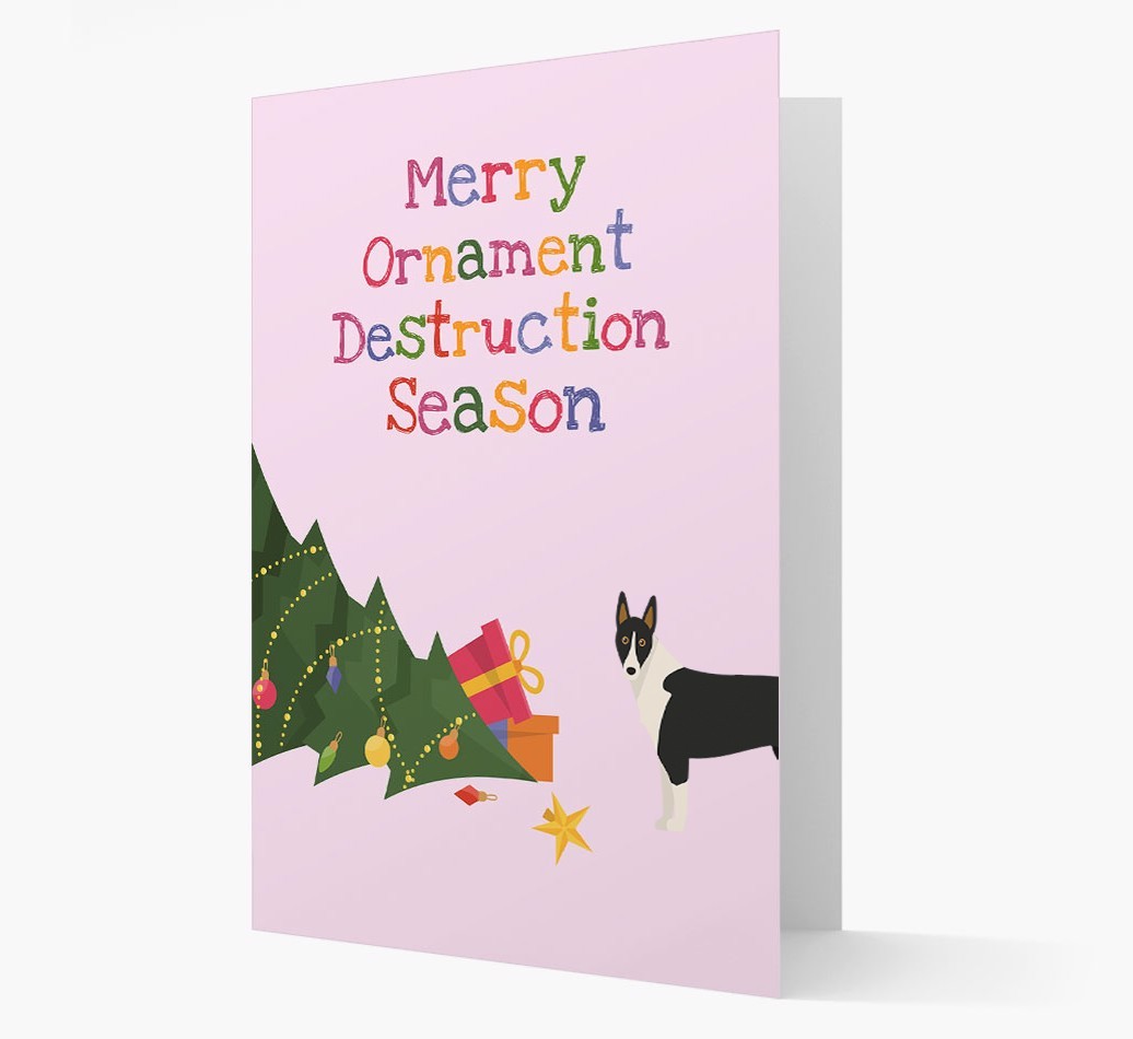 'Merry Ornament Destruction Season' Christmas Card with {breedCommonName} Icon