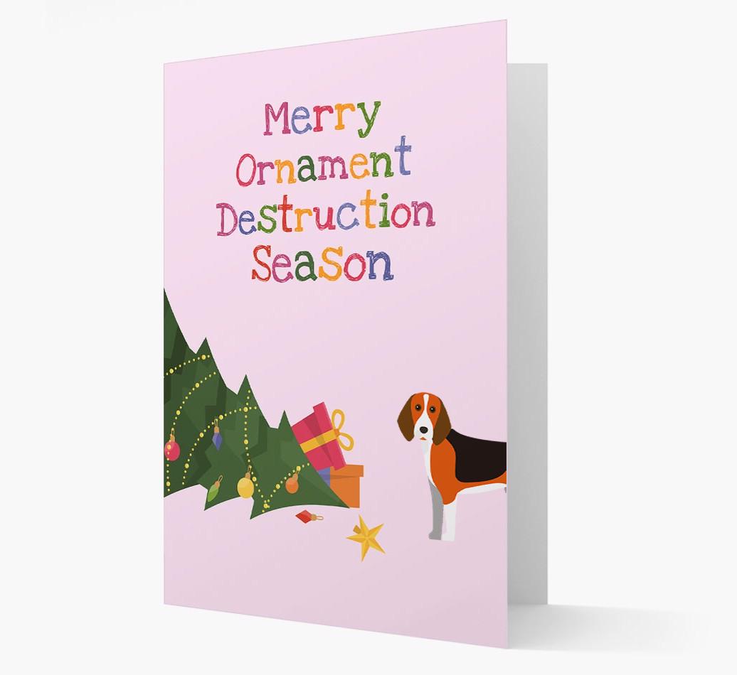 'Merry Ornament Destruction Season' Christmas Card with {breedCommonName} Icon