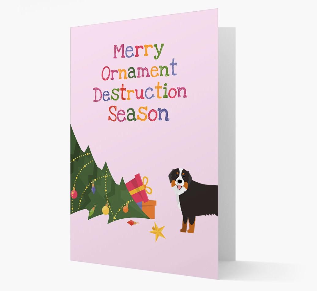 'Merry Ornament Destruction Season' Christmas Card with {breedCommonName} Icon