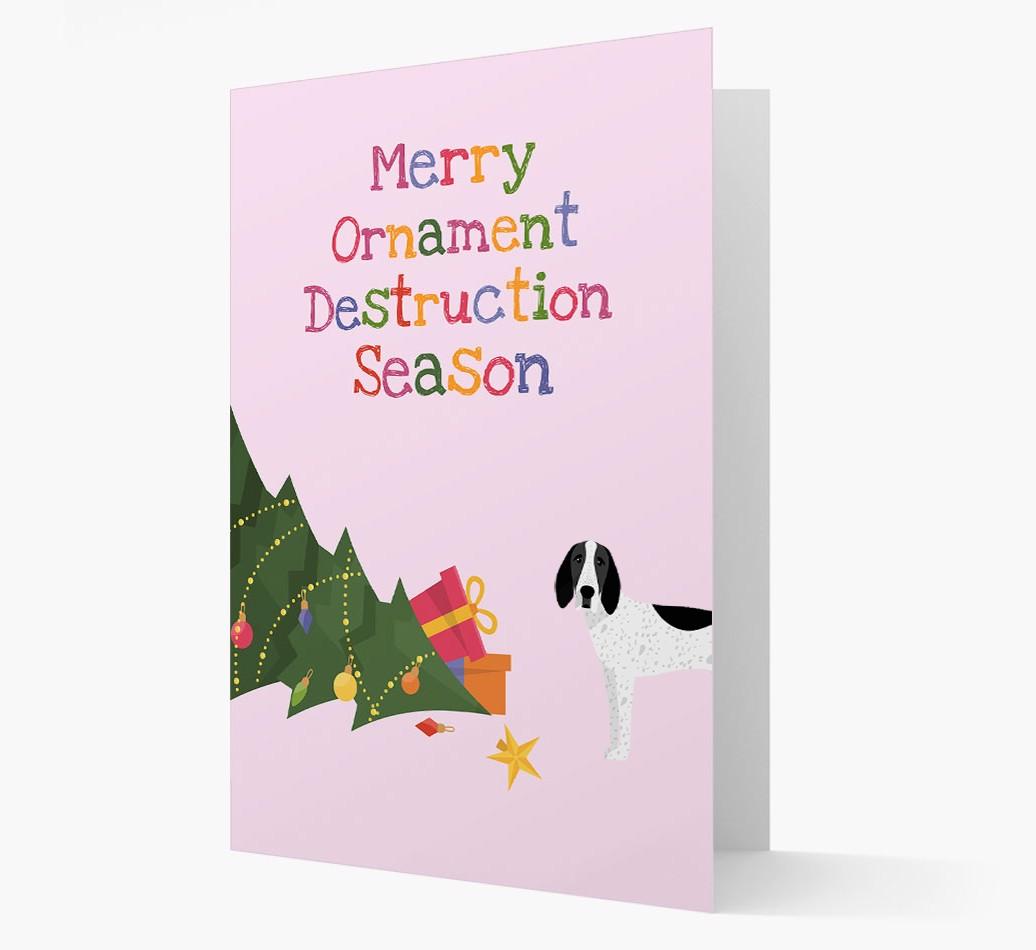 'Merry Ornament Destruction Season' Christmas Card with {breedCommonName} Icon