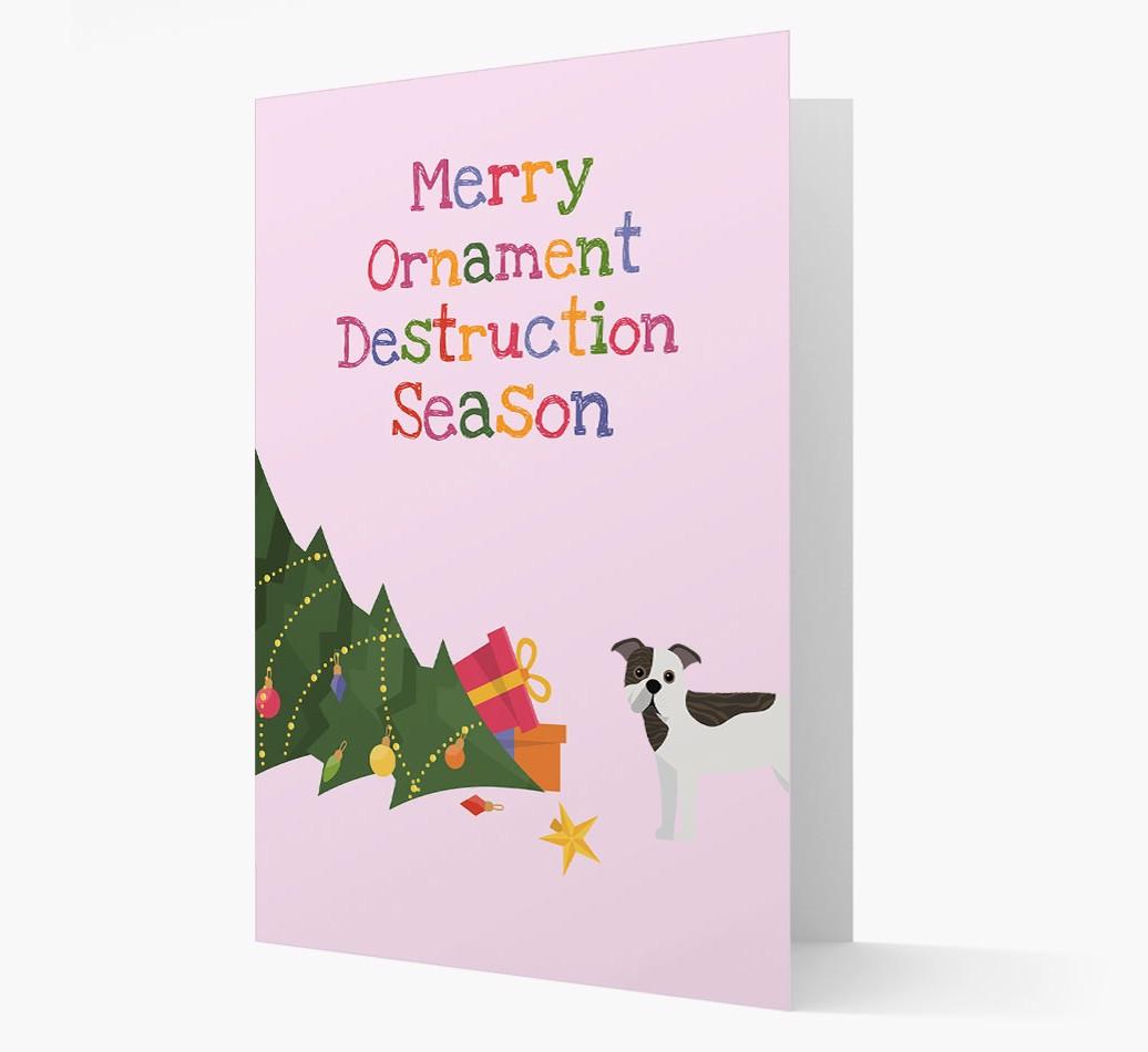 'Merry Ornament Destruction Season' Christmas Card with {breedCommonName} Icon