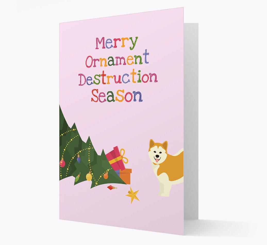 'Merry Ornament Destruction Season' Christmas Card with {breedCommonName} Icon