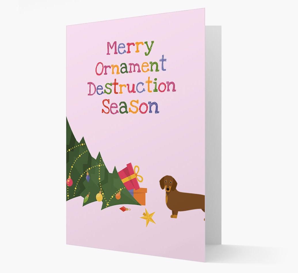 'Merry Ornament Destruction Season' Christmas Card with {breedCommonName} Icon