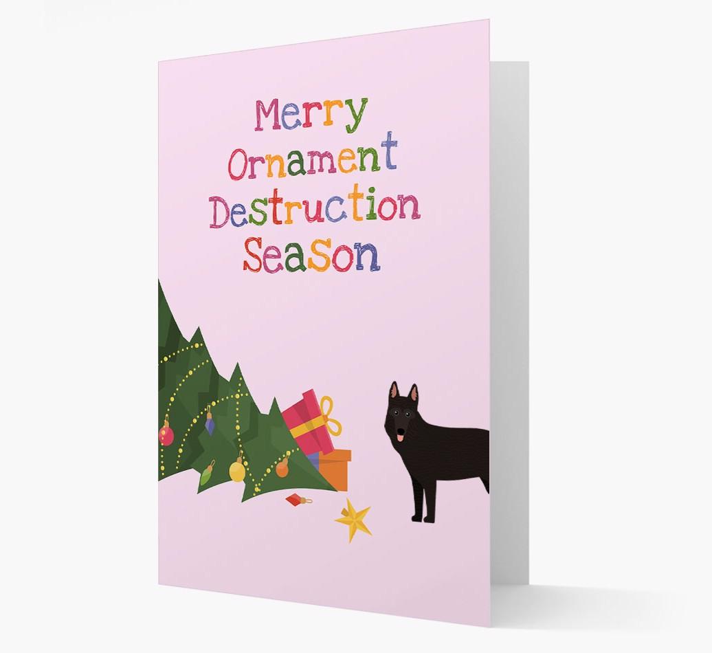 'Merry Ornament Destruction Season' Christmas Card with {breedCommonName} Icon
