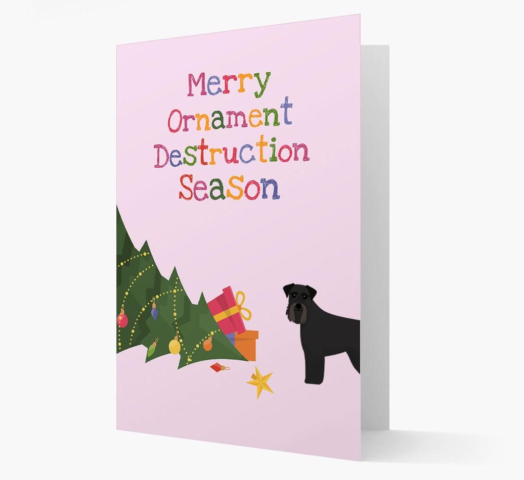 'Merry Ornament Destruction Season' Christmas Card with {breedCommonName} Icon