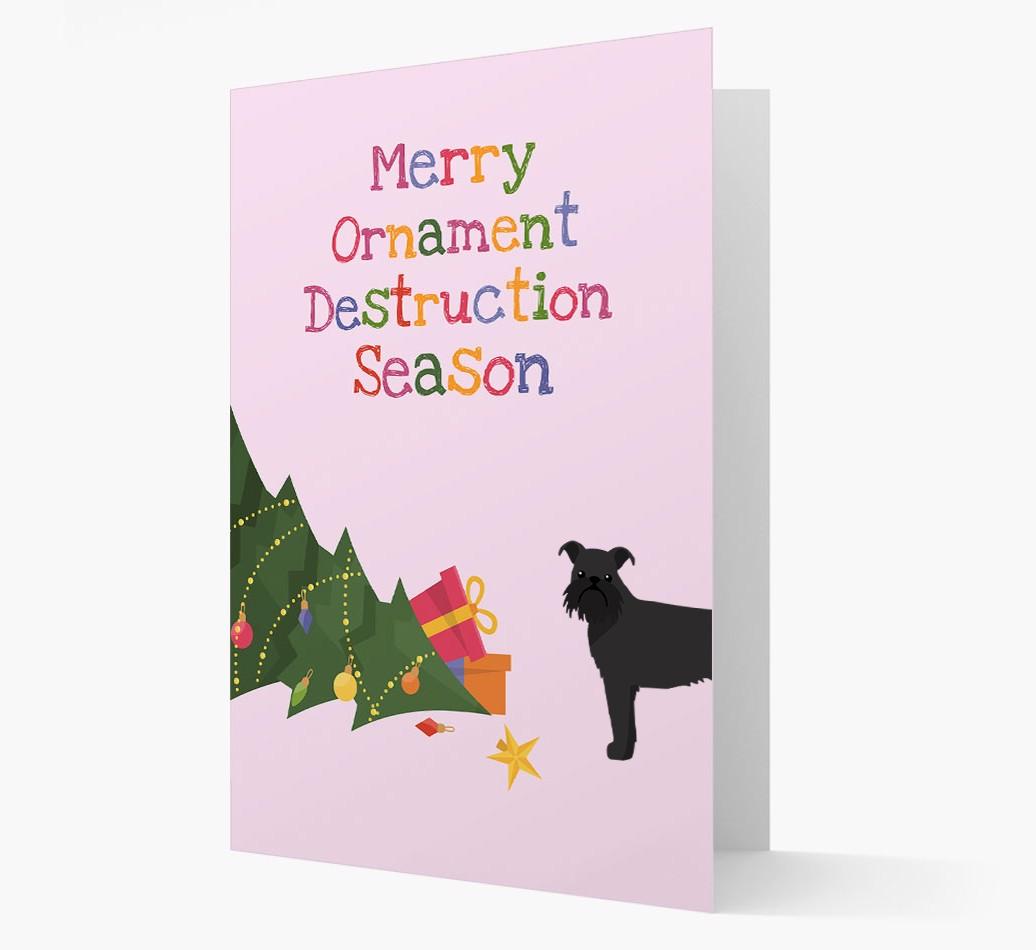 'Merry Ornament Destruction Season' Christmas Card with {breedCommonName} Icon