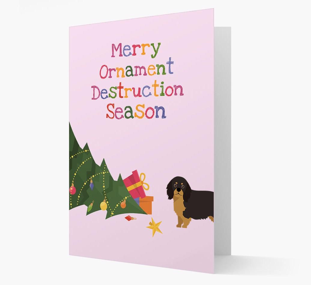 'Merry Ornament Destruction Season' Christmas Card with {breedCommonName} Icon
