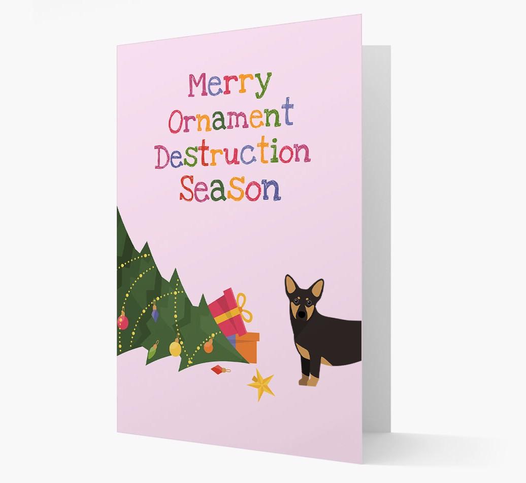 'Merry Ornament Destruction Season' Christmas Card with {breedCommonName} Icon