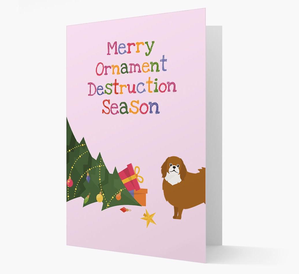 'Merry Ornament Destruction Season' Christmas Card with {breedCommonName} Icon