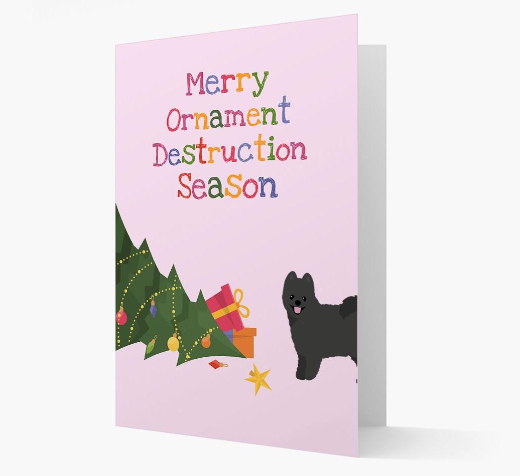 'Merry Ornament Destruction Season' Christmas Card with {breedCommonName} Icon
