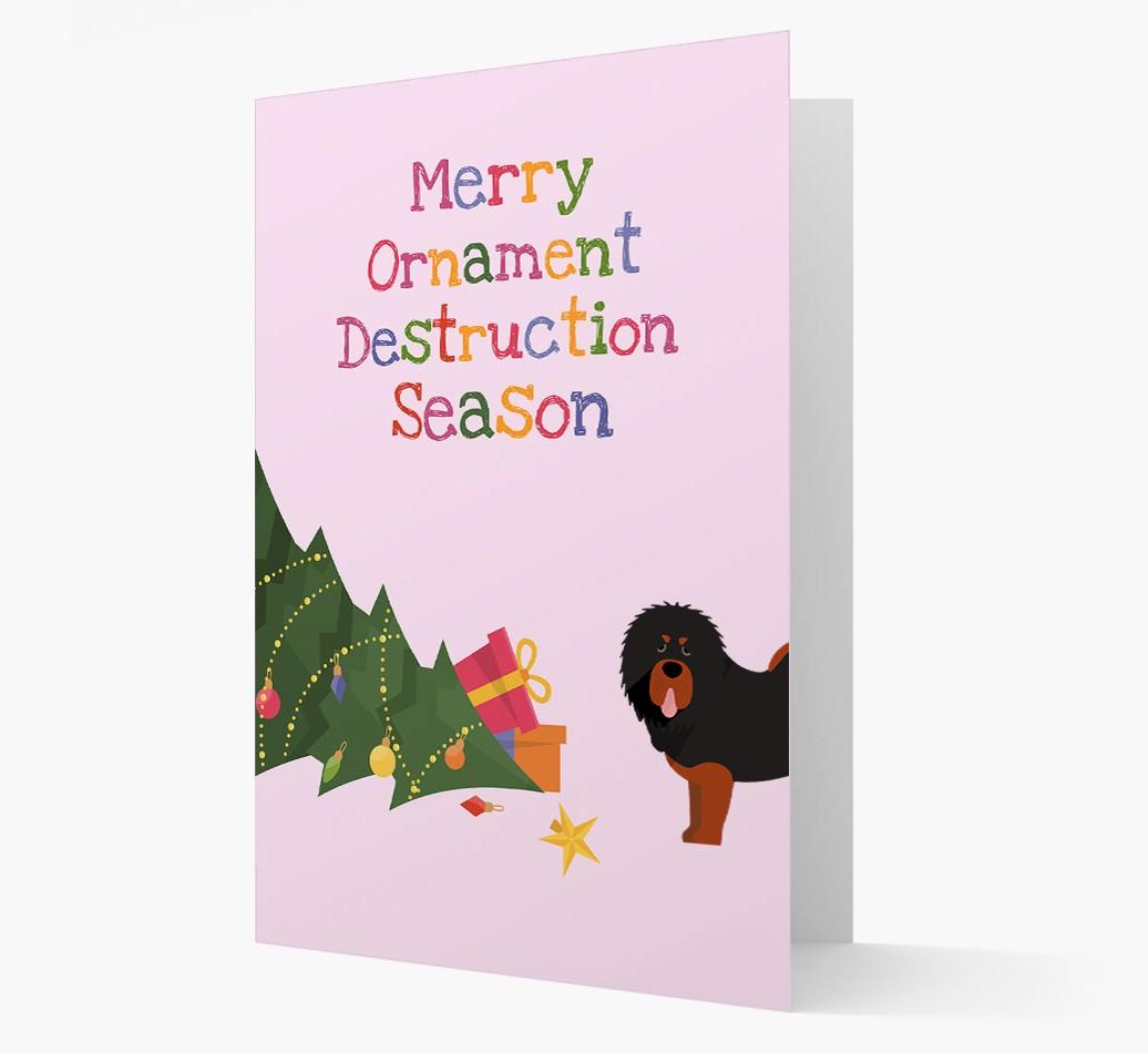 'Merry Ornament Destruction Season' Christmas Card with {breedCommonName} Icon