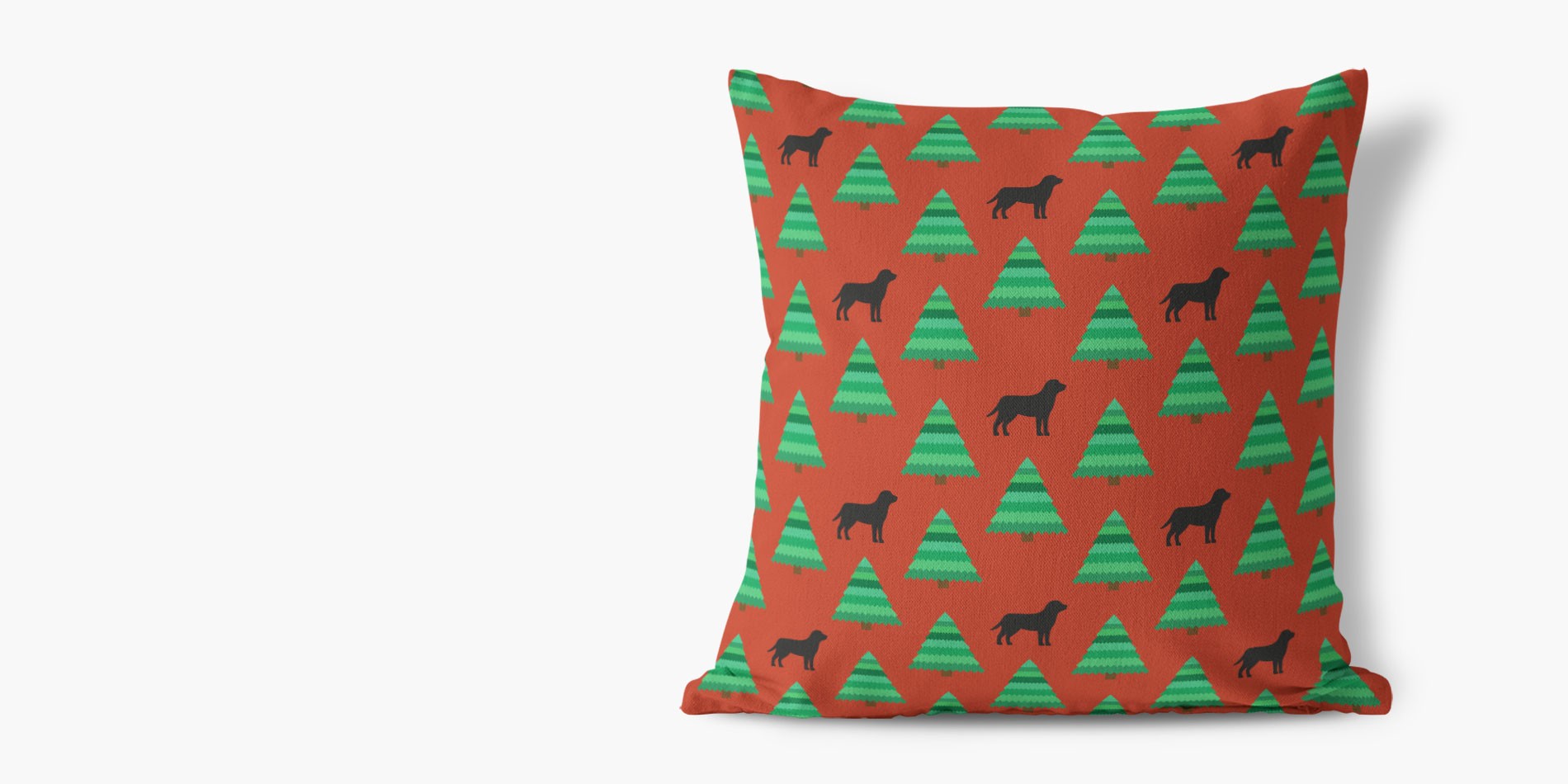 Christmas Tree Pattern Canvas Cushion with {breedFullName} Silhouettes