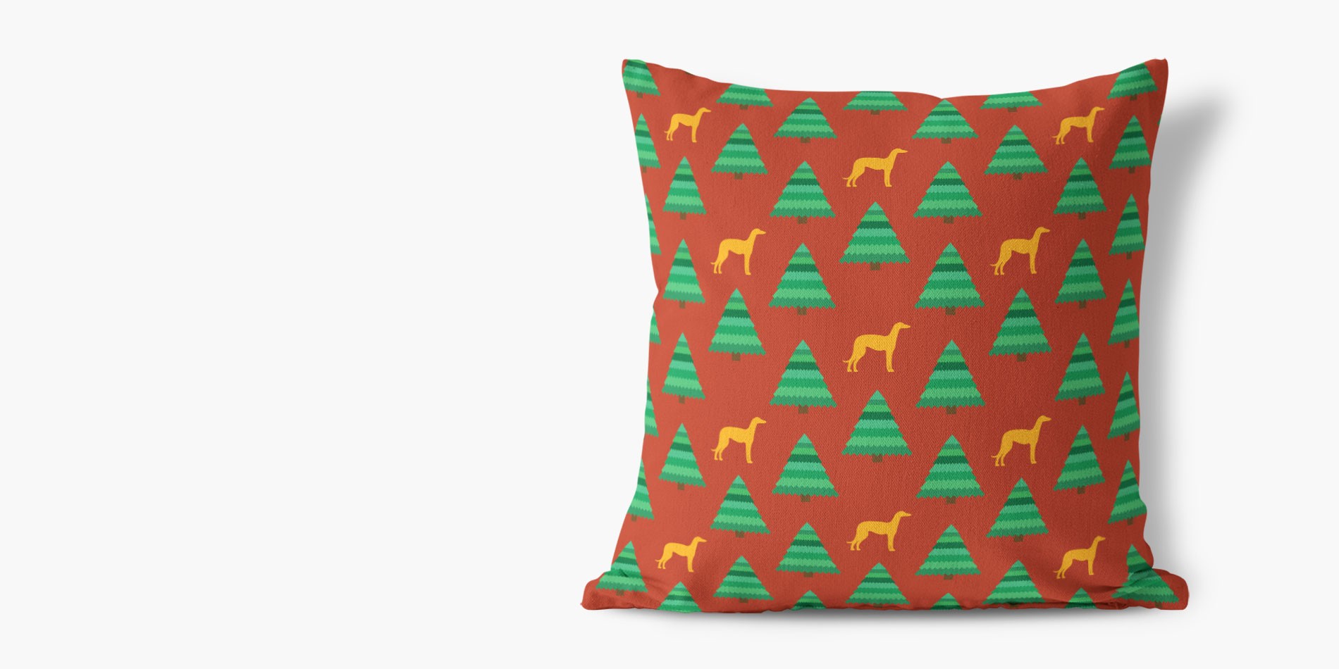 Christmas Tree Pattern Canvas Cushion with {breedFullName} Silhouettes