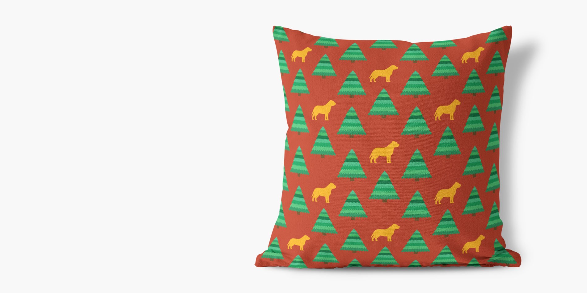 Christmas Tree Pattern Canvas Cushion with {breedFullName} Silhouettes