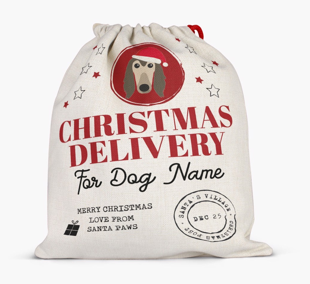Personalized 'Christmas Delivery for {dogsName}' Santa Sack