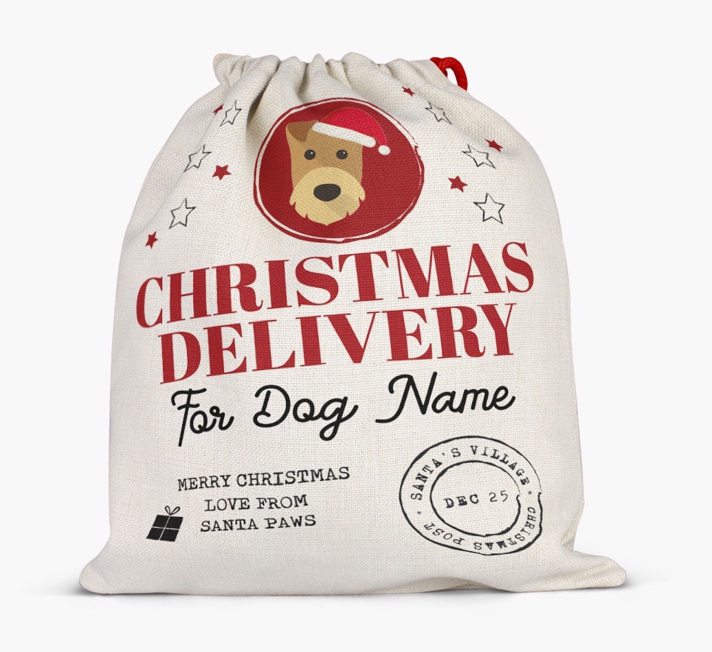 Personalised 'Christmas Delivery for {dogsName}' Santa Sack