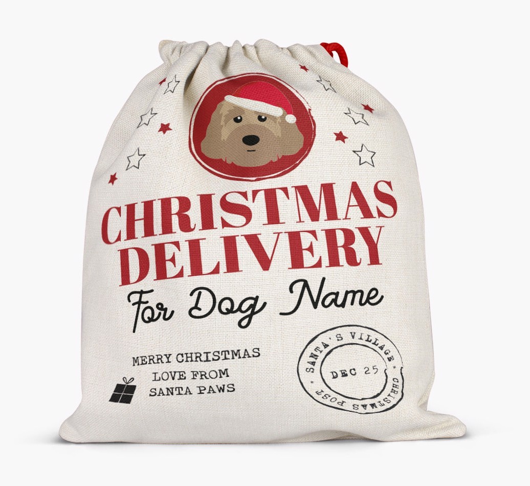 Personalized 'Christmas Delivery for {dogsName}' Santa Sack