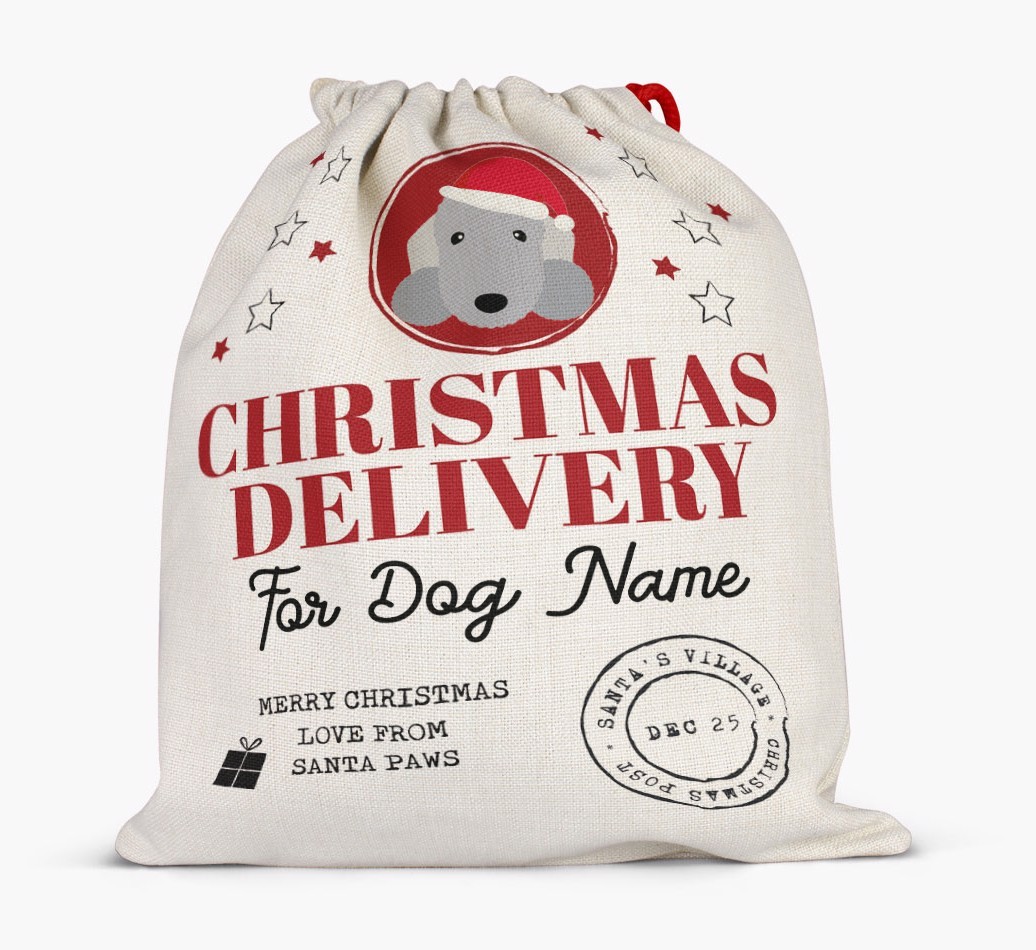 Personalized 'Christmas Delivery for {dogsName}' Santa Sack