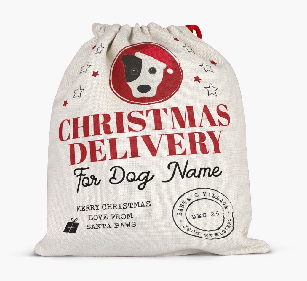 Personalized 'Christmas Delivery for {dogsName}' Santa Sack