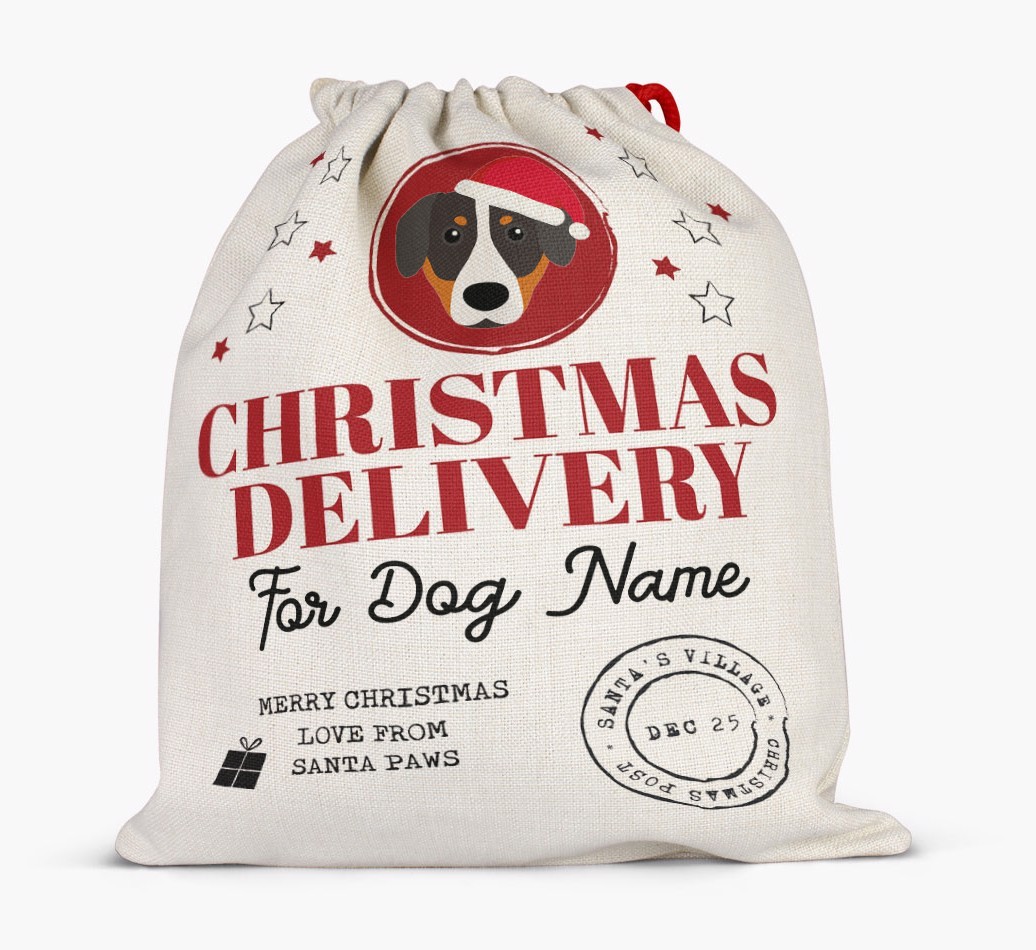 Personalized 'Christmas Delivery for {dogsName}' Santa Sack