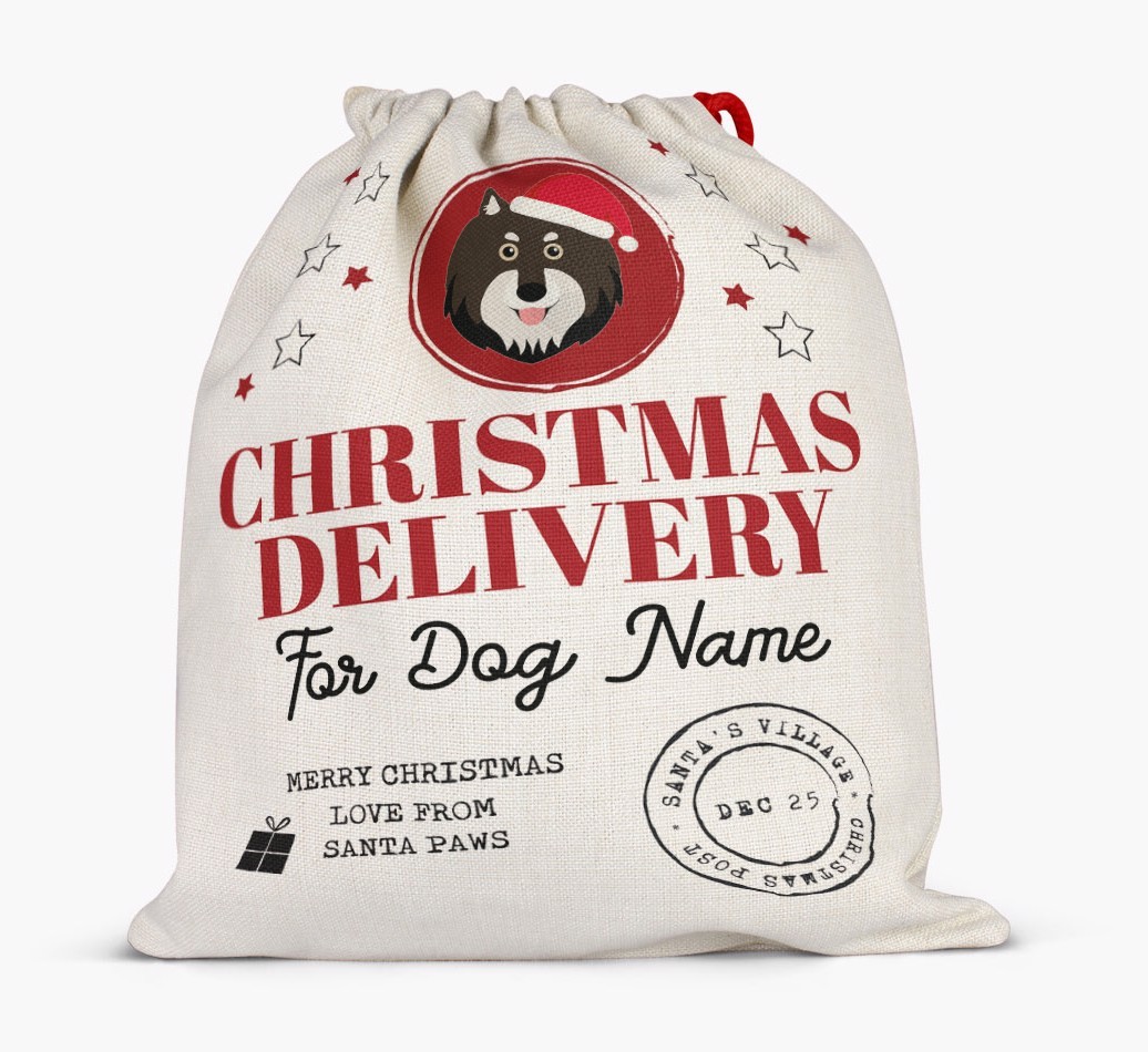 Personalized 'Christmas Delivery for {dogsName}' Santa Sack