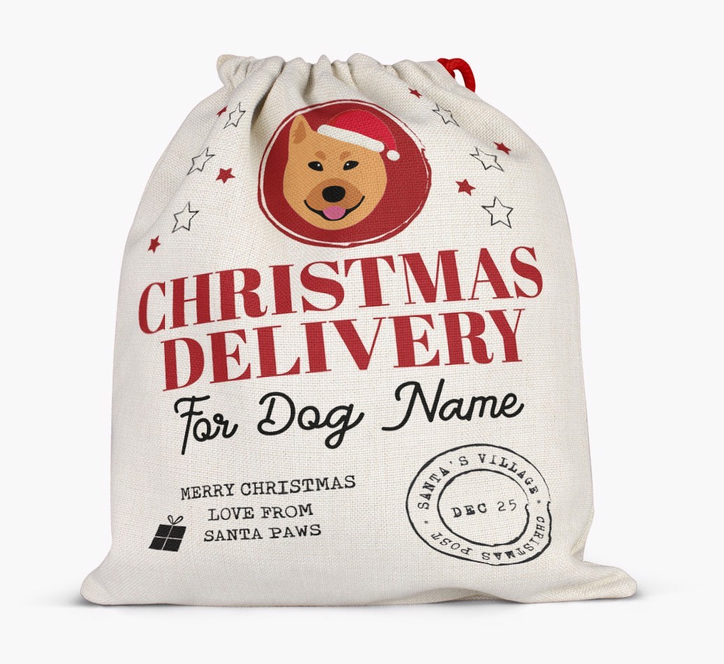 Personalized 'Christmas Delivery for {dogsName}' Santa Sack