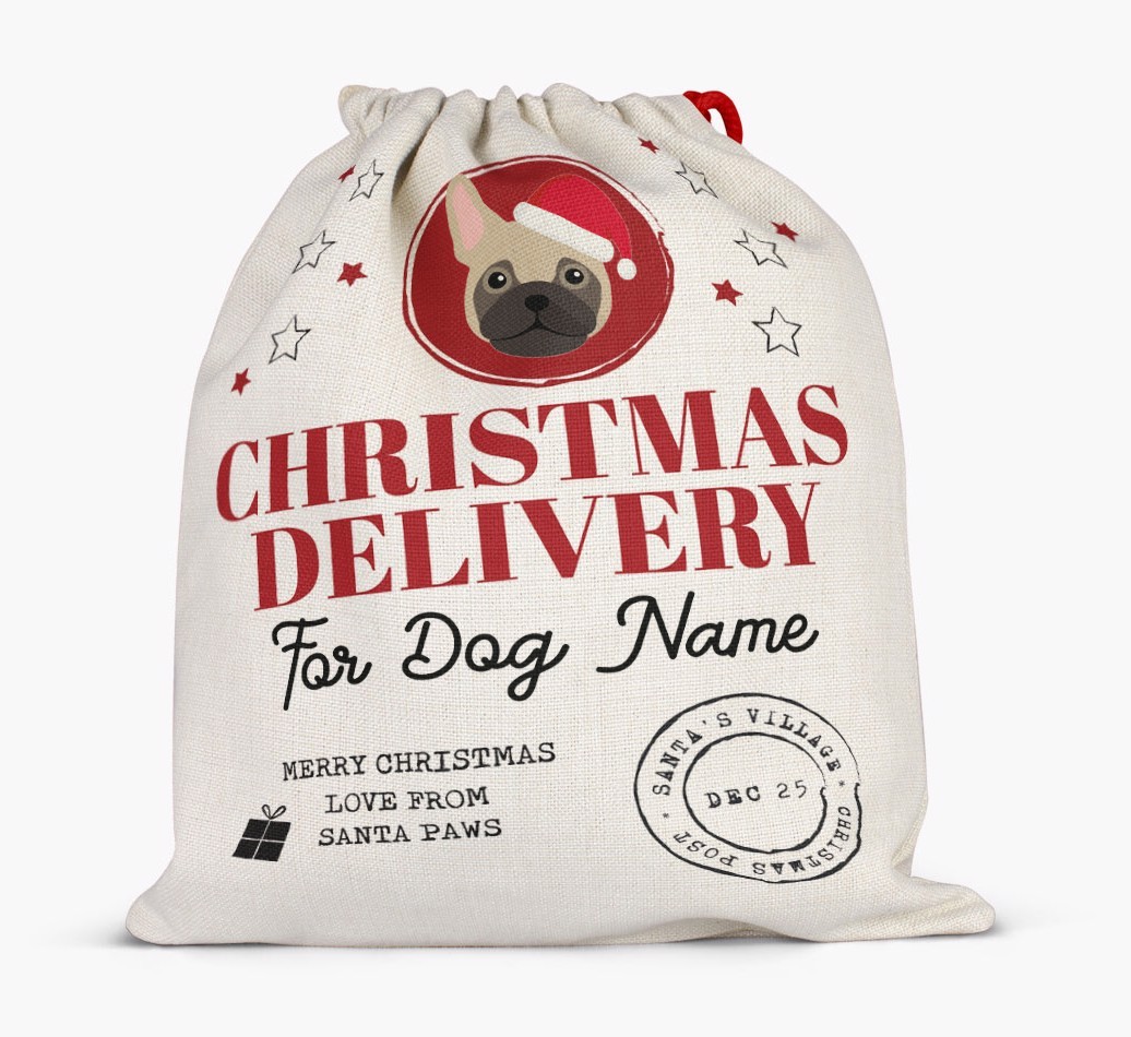 Personalised 'Christmas Delivery for {dogsName}' Santa Sack