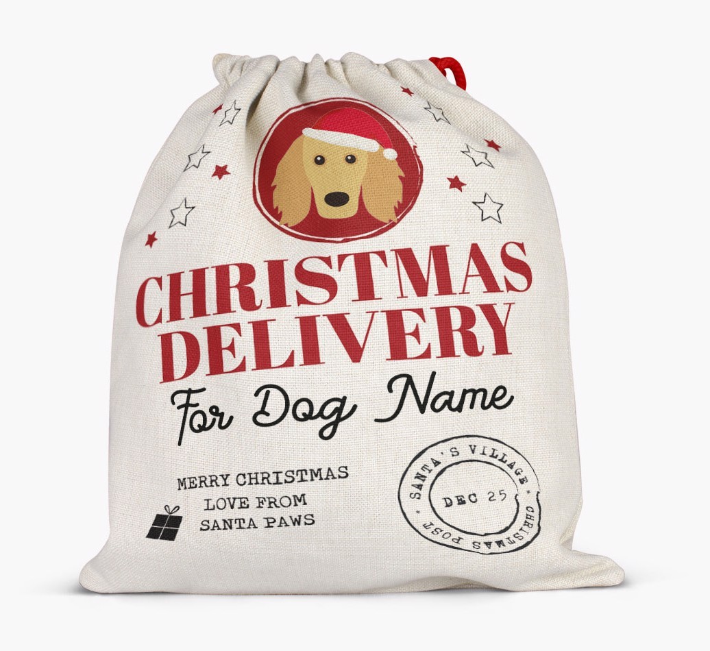 Personalized 'Christmas Delivery for {dogsName}' Santa Sack