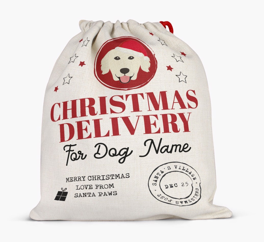 Personalized 'Christmas Delivery for {dogsName}' Santa Sack