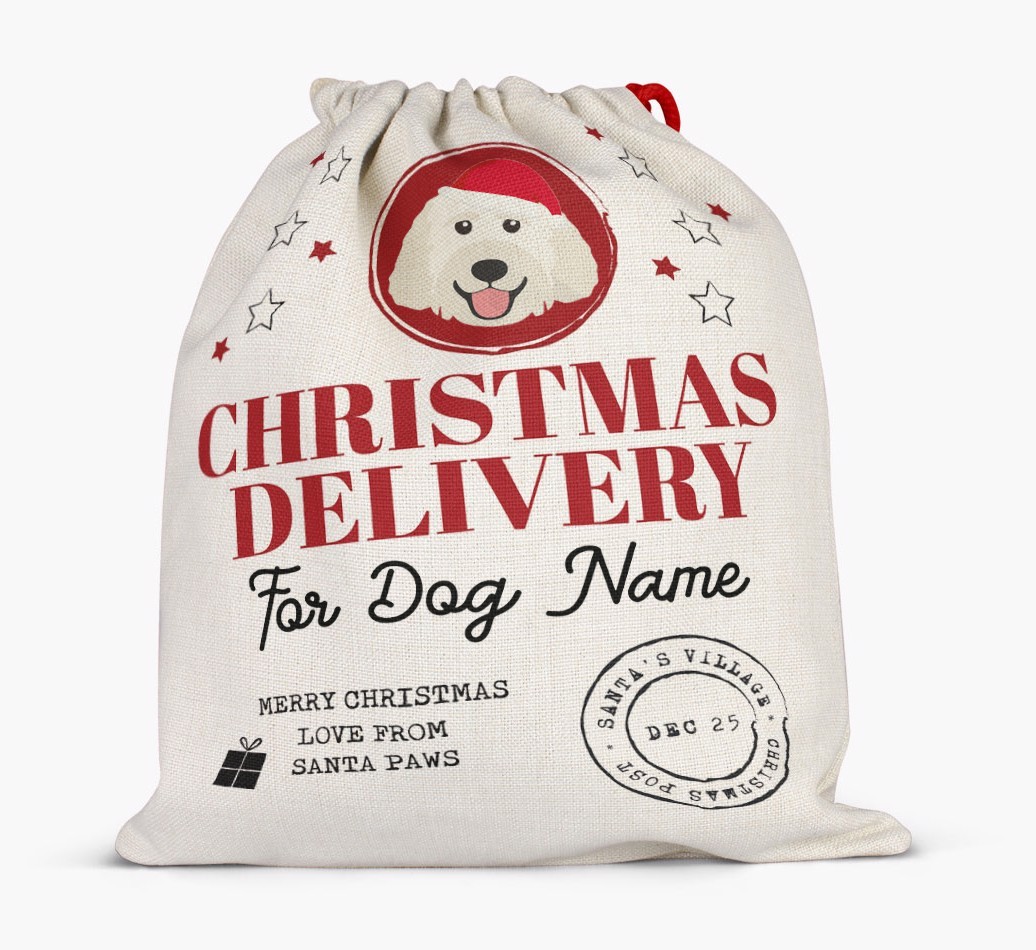 Personalized 'Christmas Delivery for {dogsName}' Santa Sack