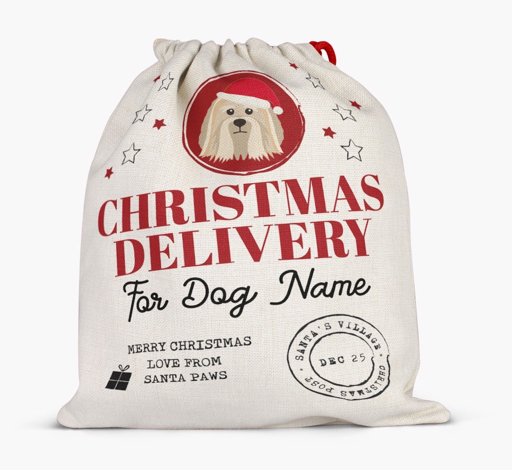 Personalized 'Christmas Delivery for {dogsName}' Santa Sack