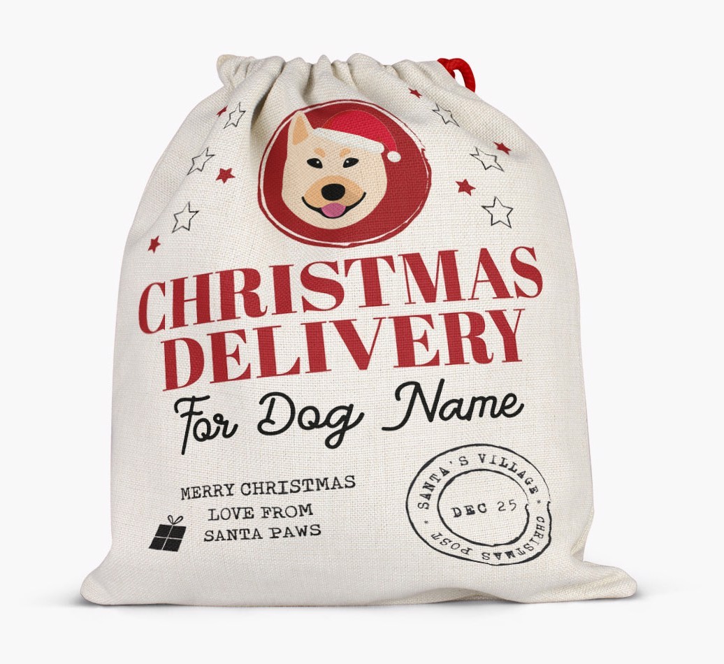 Personalized 'Christmas Delivery for {dogsName}' Santa Sack