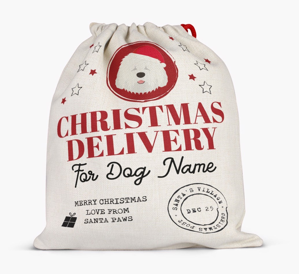 Personalised 'Christmas Delivery for {dogsName}' Santa Sack