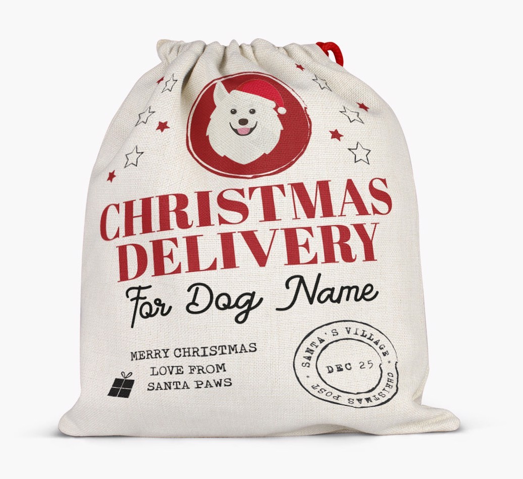 Personalized 'Christmas Delivery for {dogsName}' Santa Sack
