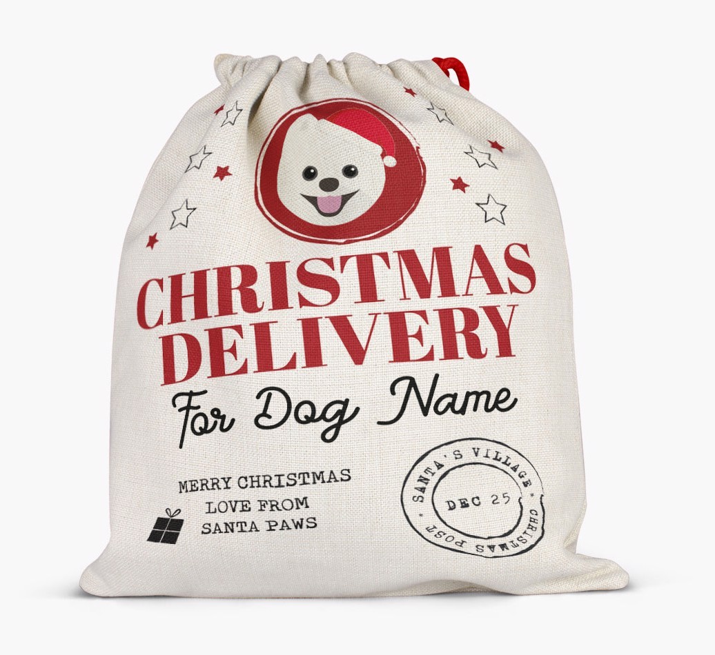 Personalized 'Christmas Delivery for {dogsName}' Santa Sack