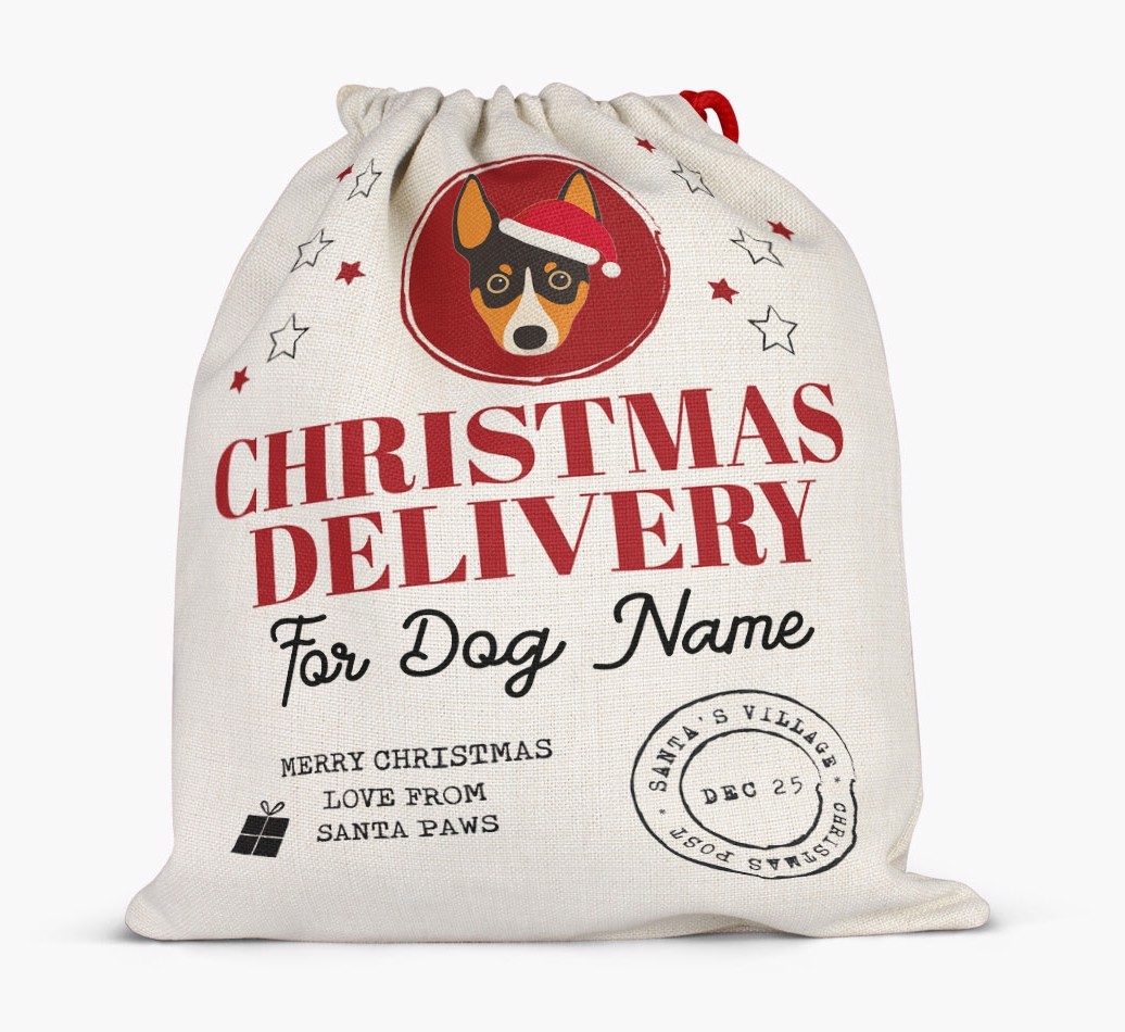 Personalized 'Christmas Delivery for {dogsName}' Santa Sack