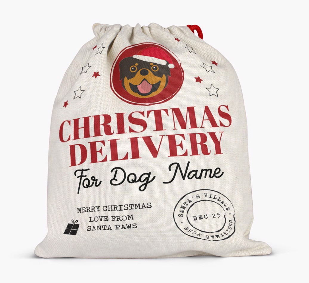 Personalized 'Christmas Delivery for {dogsName}' Santa Sack