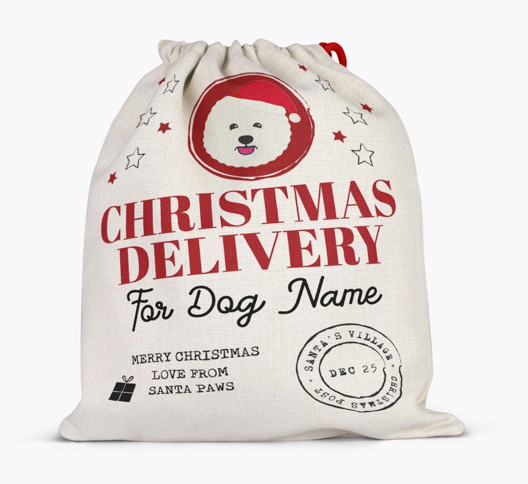Personalized 'Christmas Delivery for {dogsName}' Santa Sack