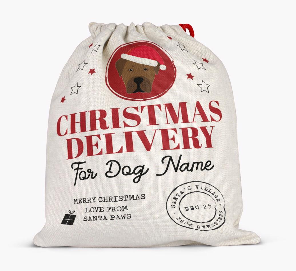 Personalized 'Christmas Delivery for {dogsName}' Santa Sack