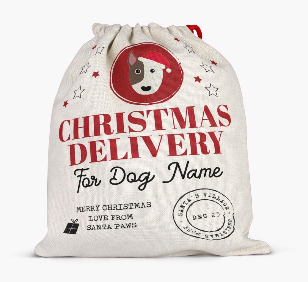 Personalized 'Christmas Delivery for {dogsName}' Santa Sack