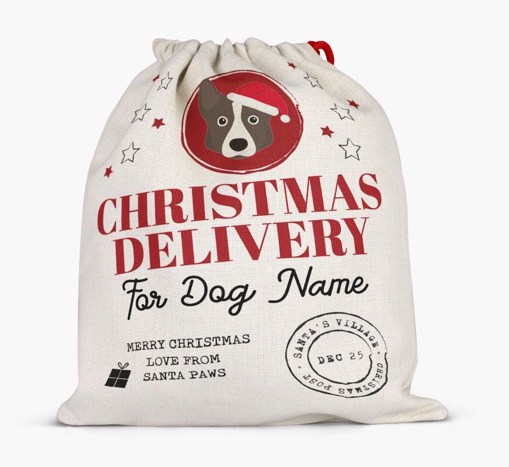 Personalized 'Christmas Delivery for {dogsName}' Santa Sack