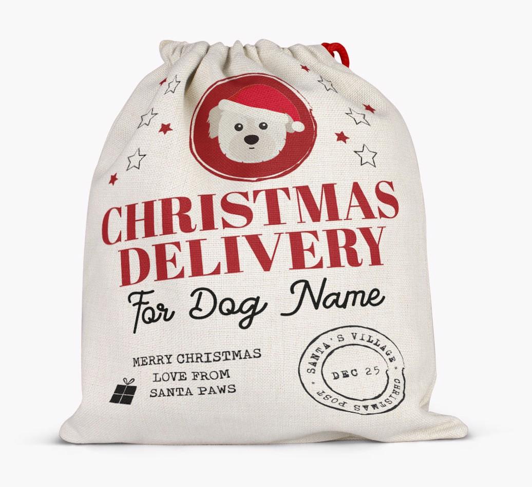 Personalized 'Christmas Delivery for {dogsName}' Santa Sack