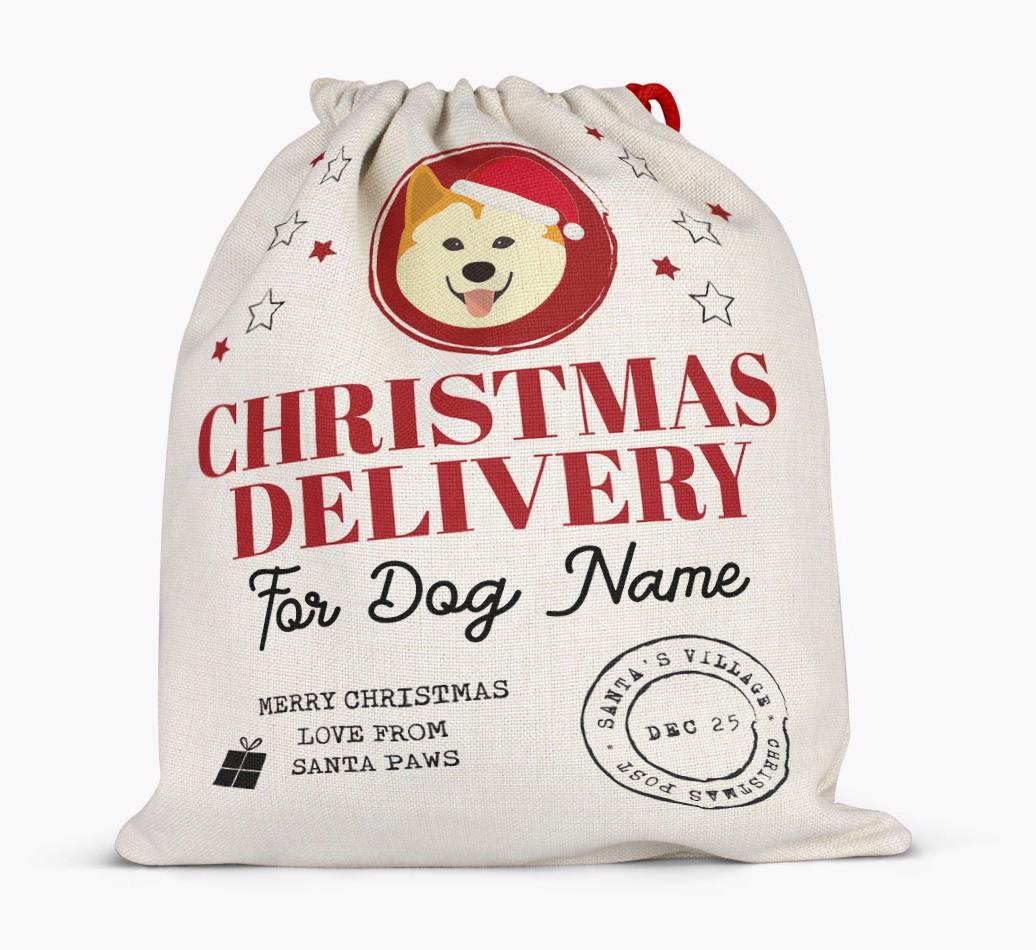 Personalized 'Christmas Delivery for {dogsName}' Santa Sack