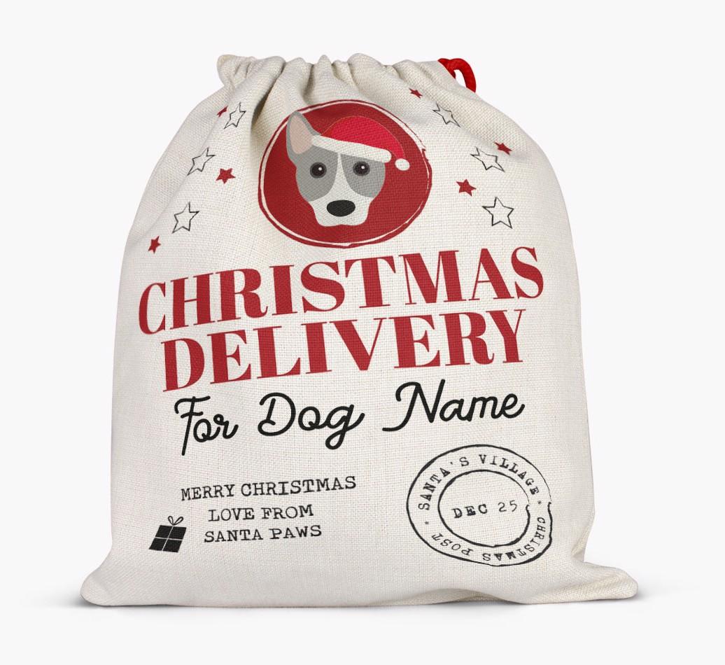 Personalized 'Christmas Delivery for {dogsName}' Santa Sack