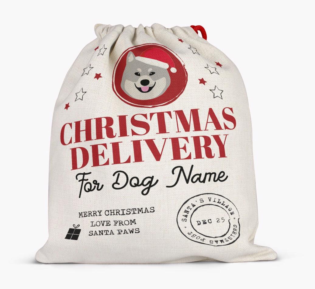 Personalized 'Christmas Delivery for {dogsName}' Santa Sack