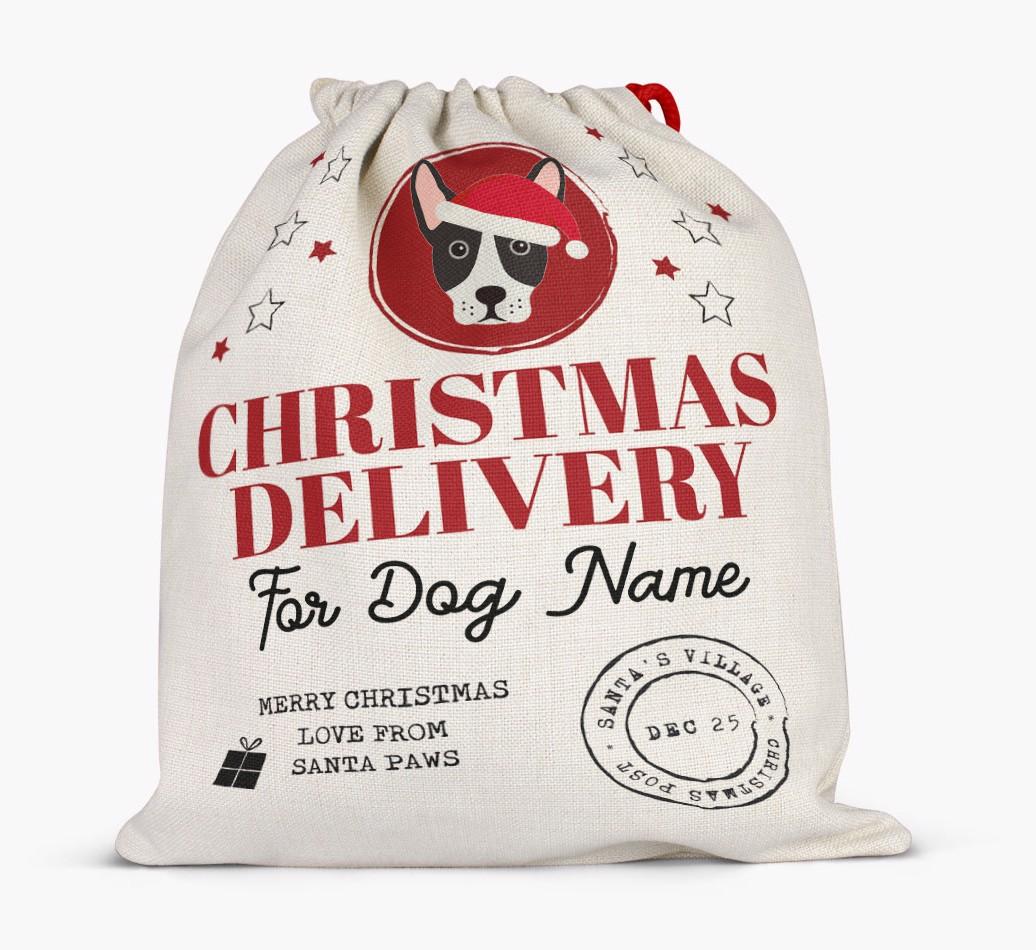 Personalized 'Christmas Delivery for {dogsName}' Santa Sack