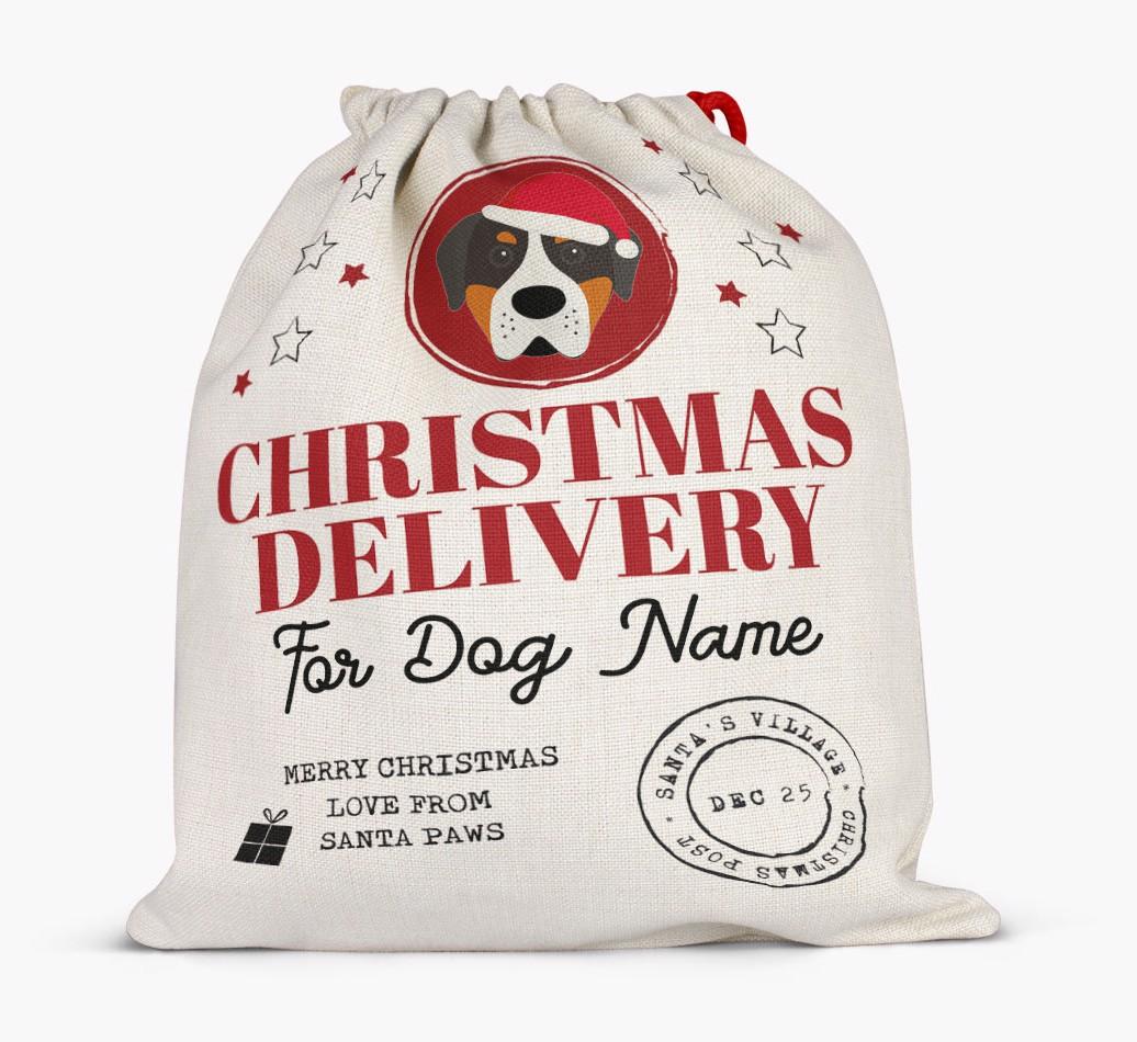 Personalized 'Christmas Delivery for {dogsName}' Santa Sack