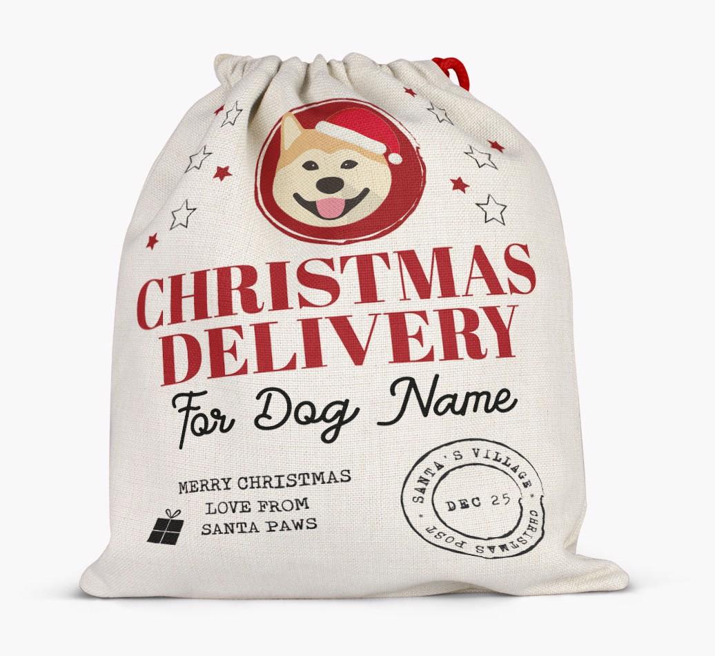 Personalized 'Christmas Delivery for {dogsName}' Santa Sack