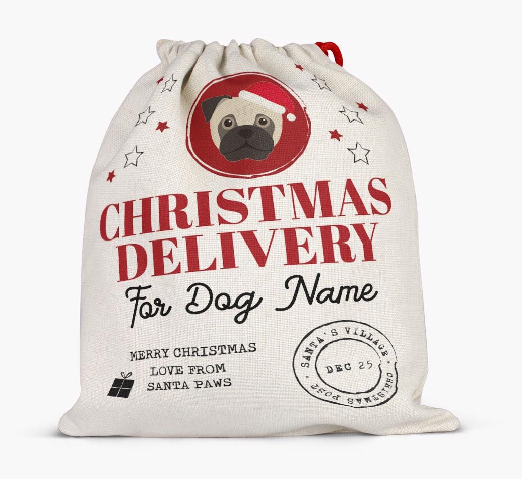 Personalized 'Christmas Delivery for {dogsName}' Santa Sack