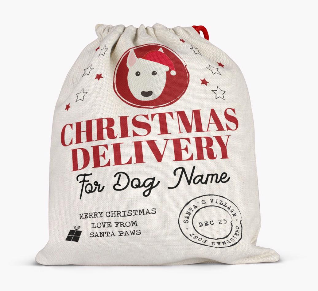 Personalized 'Christmas Delivery for {dogsName}' Santa Sack
